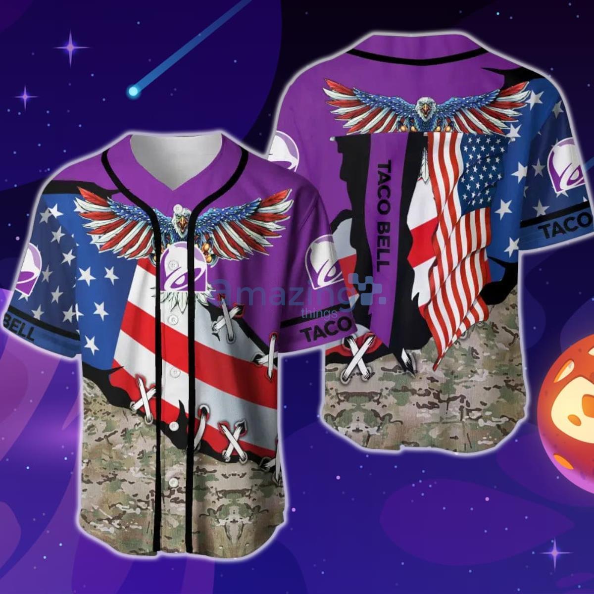 Taco Bell Eage USA Flag Baseball Jersey Product Photo 1