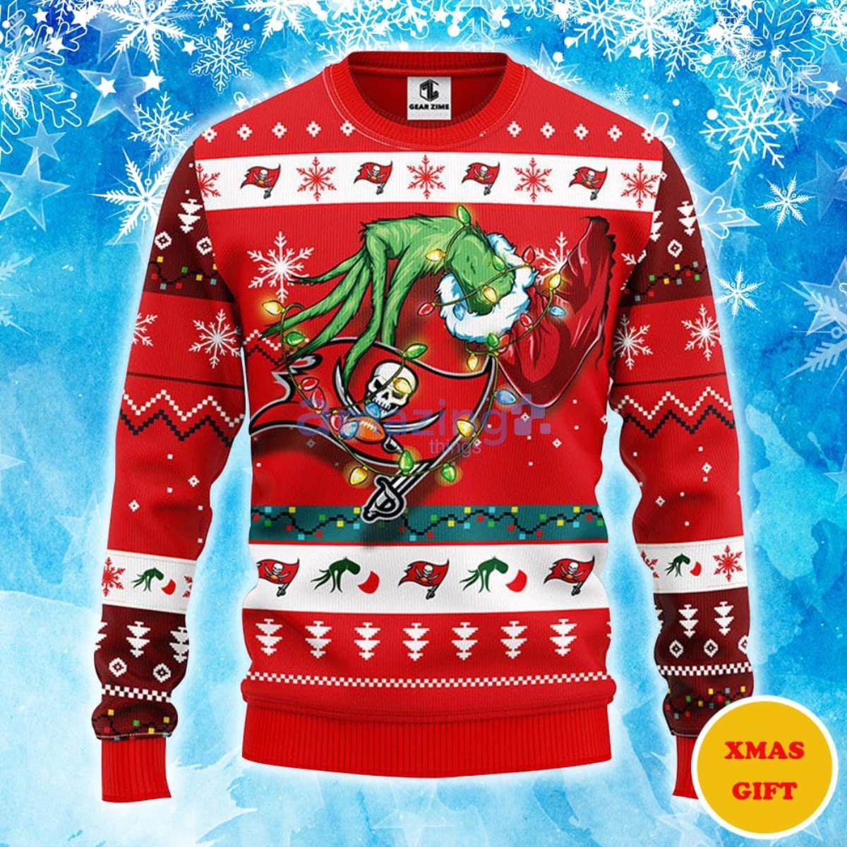 NFL Tampa Bay Buccaneers Ugly Christmas Sweater Grinch Hug Xmas