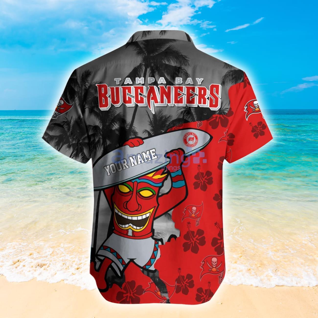Tampa Bay Buccaneers NFL Custom Name Hawaiian Shirt Hot Design For Fans image Tampa Bay Buccaneers NFL Custom Name Hawaiian Shirt Hot Design For Fans Product Photo 2