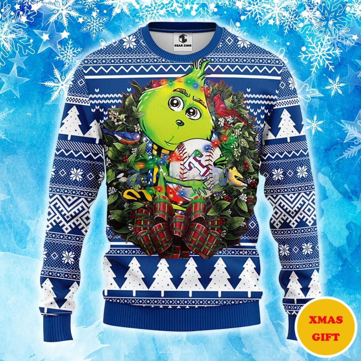 Texas Rangers Grinch Christmas AOP Sweater