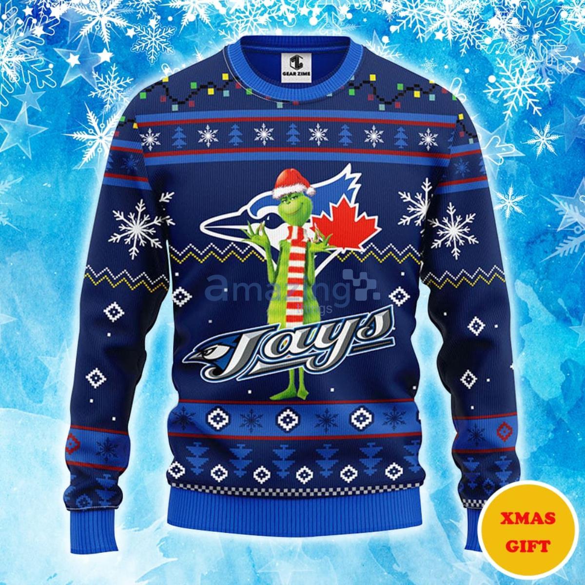 Toronto Blue Jays Funny Grinch Christmas AOP Sweater Product Photo 1