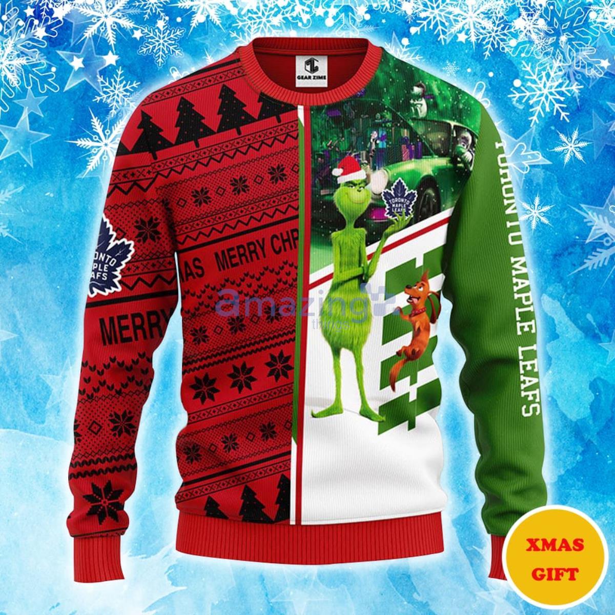 Toronto Maple Leafs Grinch & Scooby-doo Christmas AOP Sweater Product Photo 1
