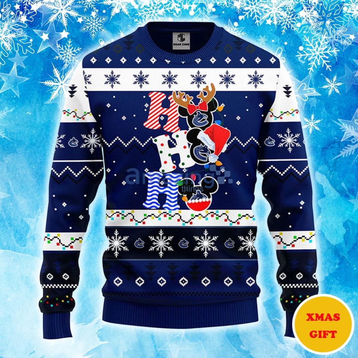 Vancouver Canucks Hohoho Mickey Christmas AOP Sweater Product Photo 1