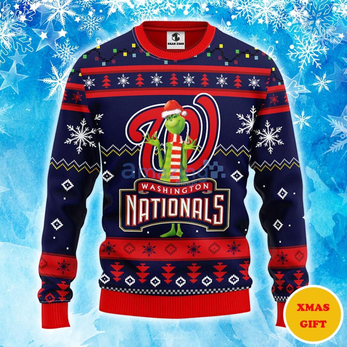 Washington Nationals Funny Grinch Christmas AOP Sweater Product Photo 1