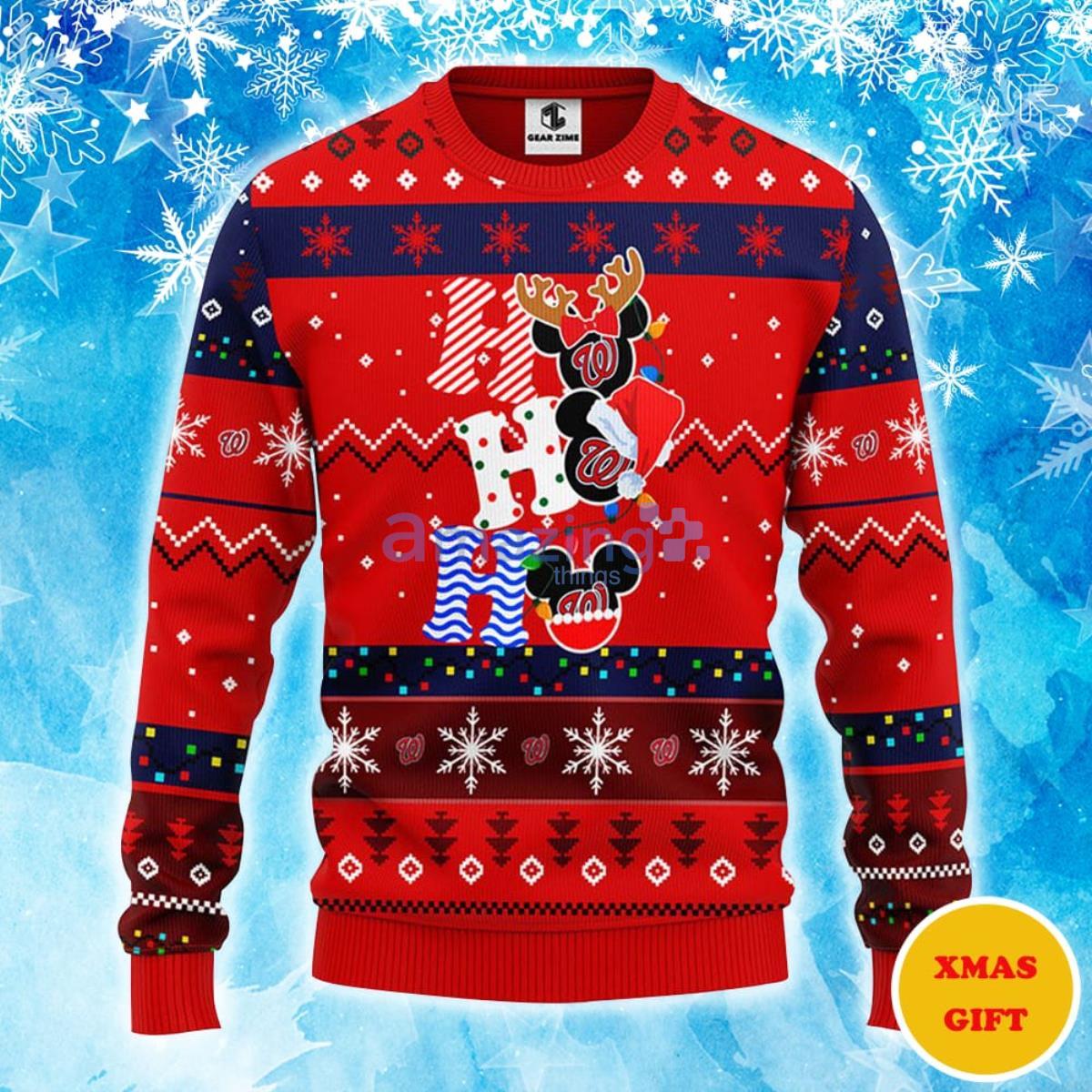 Washington Nationals Hohoho Mickey Christmas AOP Sweater Product Photo 1