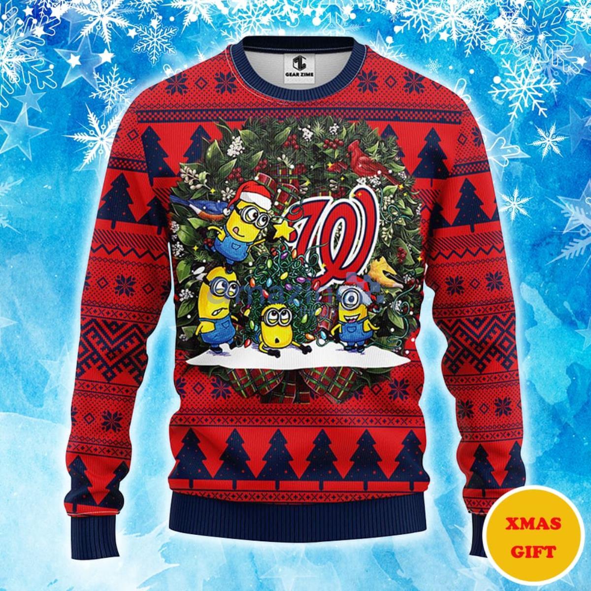 Washington Nationals Minion Christmas AOP Sweater Product Photo 1