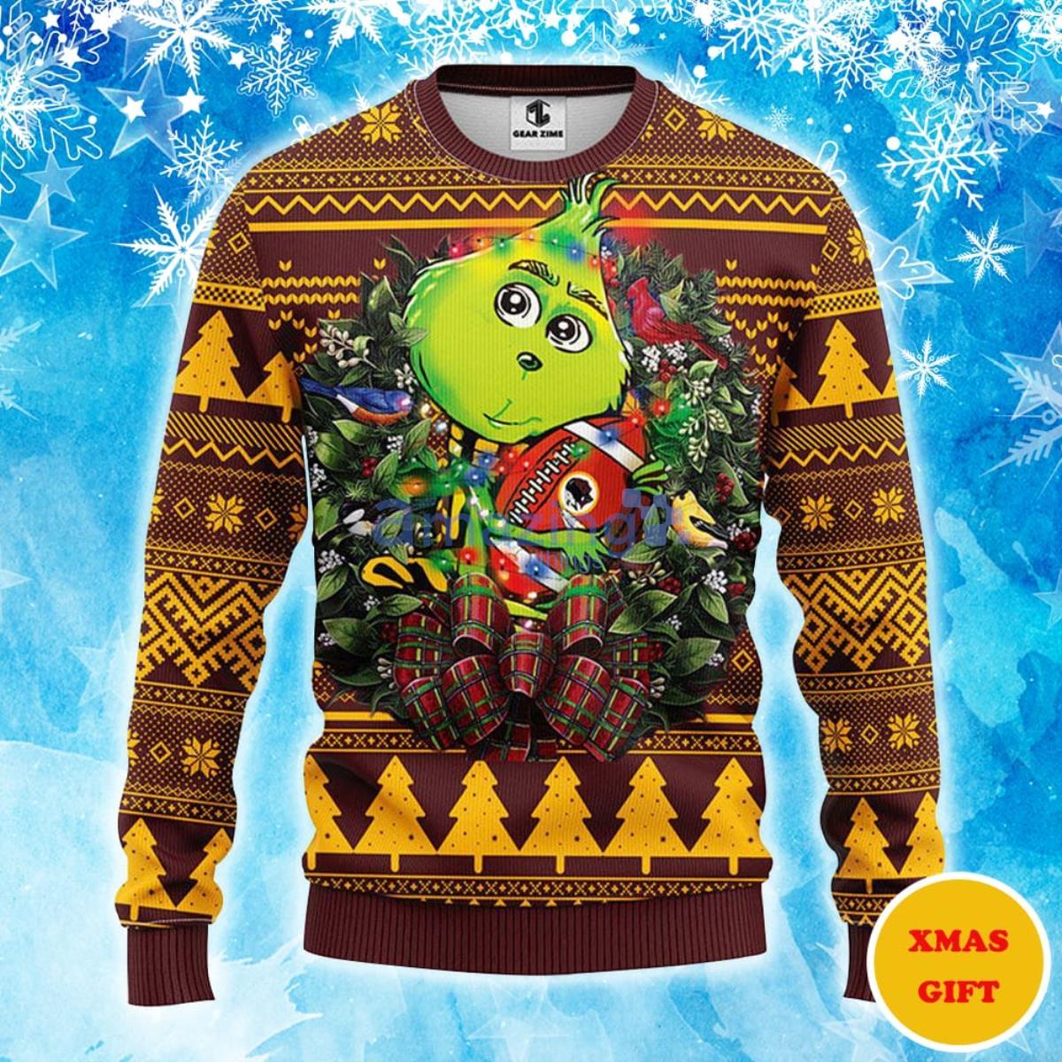 Washington Redskins Grinch Hug Christmas AOP Sweater