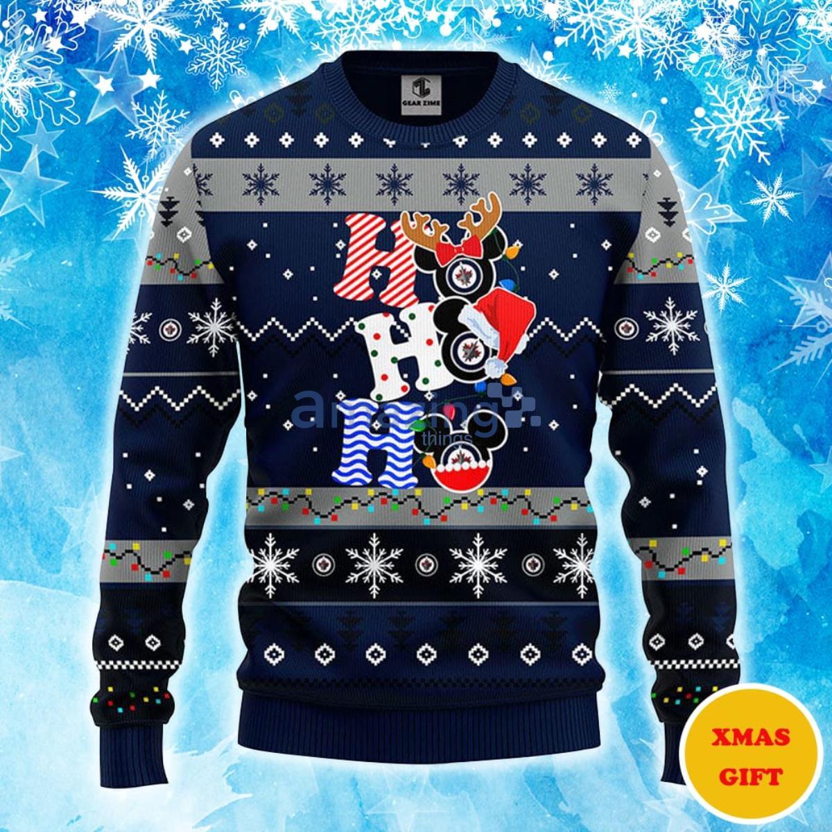 Winnipeg Jets Hohoho Mickey Christmas AOP Sweater Product Photo 1