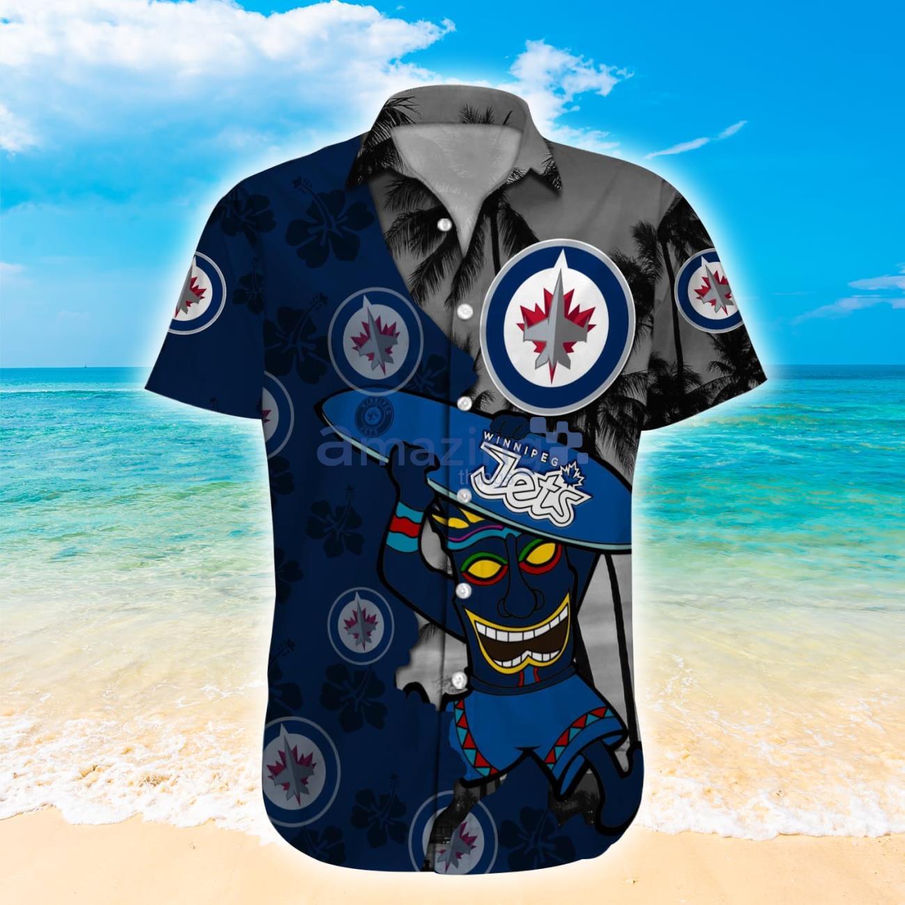 Winnipeg Jets NHL Custom Name Hawaiian Shirt Hot Design For Fans image Winnipeg Jets NHL Custom Name Hawaiian Shirt Hot Design For Fans Product Photo 3