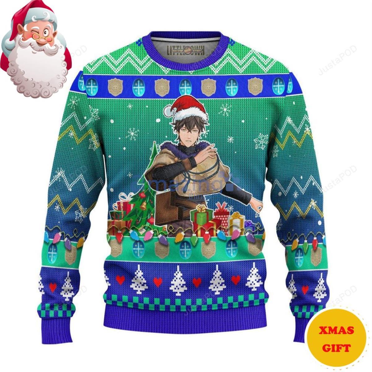 Yuno Grinberryall Black Clover Santa Manga Anime Christmas AOP Sweater Product Photo 1 Yuno Grinberryall Black Clover Santa Manga Anime Christmas AOP Sweater Product Photo 1