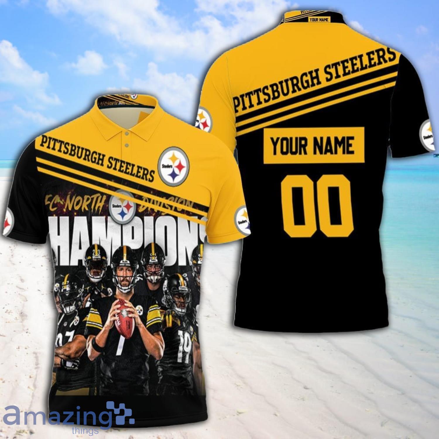 Afc North Division Champions Pittsburgh Steelers 2020 Great Players Custom  Name And Number Polo Shirt