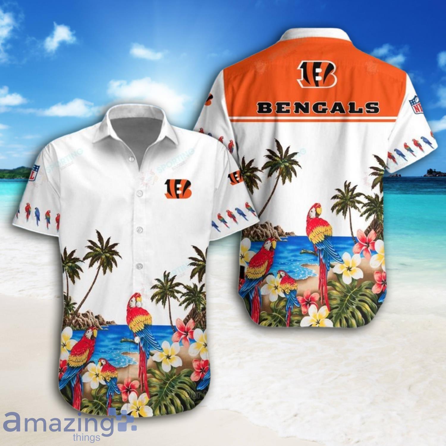 Cincinnati Bengals AFC Champions Parrot Custom Name Hawaiian Shirt-PhotoRoom