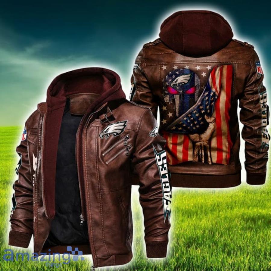 American Flag And Skull Philadelphia Eagles NFL Leather Jacket
