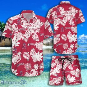 Anaheim Angels Tropical Flower Short Sleeve Hawaiian Shirt And Short 