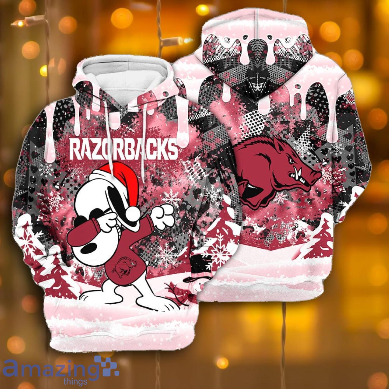 Arkansas Razorbacks Snoopy Dabbing The Peanuts Sports Football American Christmas All Over Print 3D Hoodie Product Photo 1