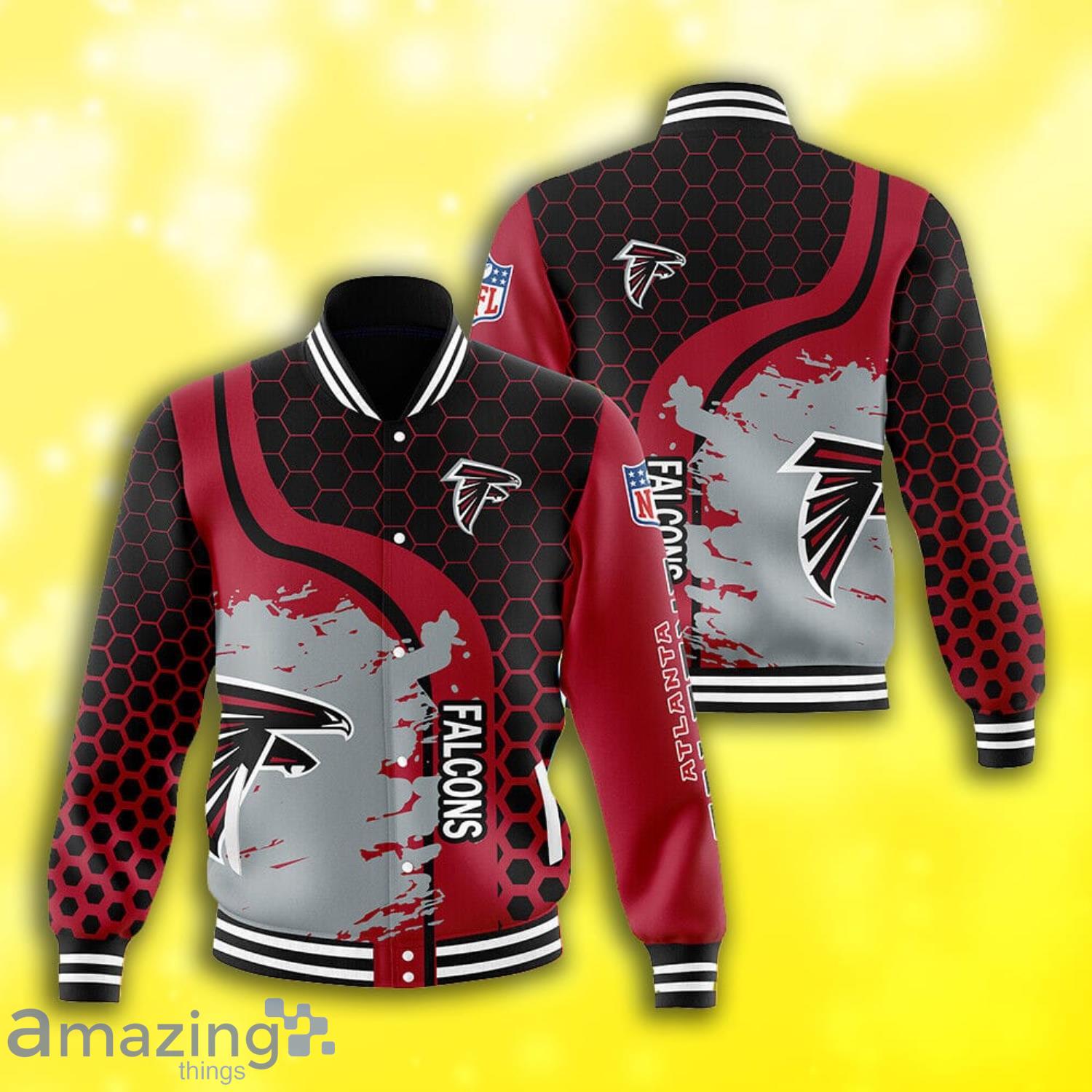 Atlanta Falcons Grunge Texture All Over Print Baseball Jacket Product Photo 1