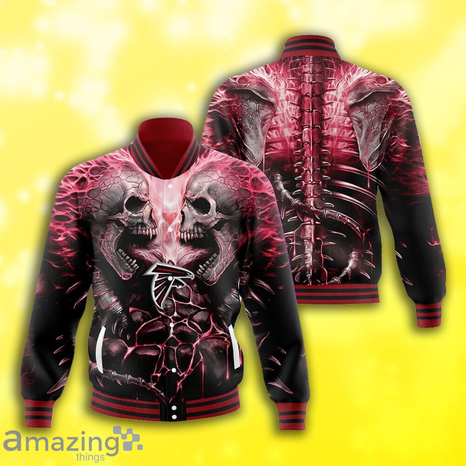Atlanta Falcons Strong Skull All Over Print Baseball Jacket Product Photo 1