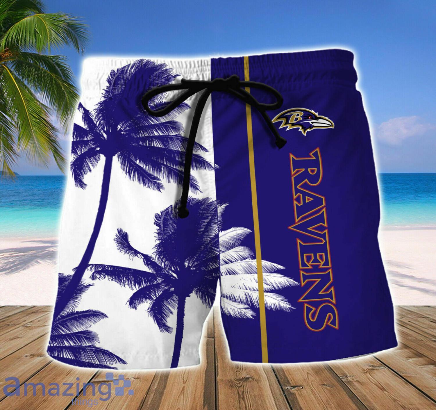 Baltimore Ravens Paml Trees Combo Hawaiian Shirt And Beach Short image Baltimore Ravens Paml Trees Combo Hawaiian Shirt And Beach Short Product Photo 2