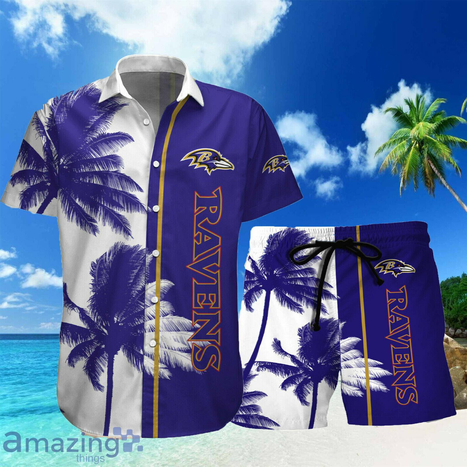 Baltimore Ravens Paml Trees Combo Hawaiian Shirt And Beach Short image Baltimore Ravens Paml Trees Combo Hawaiian Shirt And Beach Short Product Photo 3