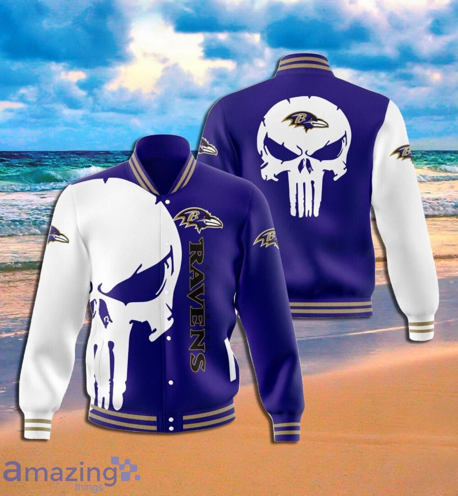 Baltimore Ravens Skull Full Print Baseball Jacket