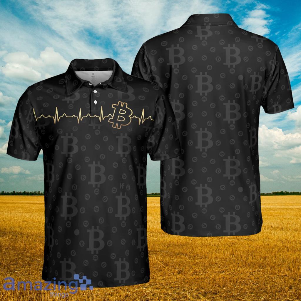 Bitcoin Golden Heartbeat Polo Shirt - Bitcoin Golden Heartbeat Polo Shirt