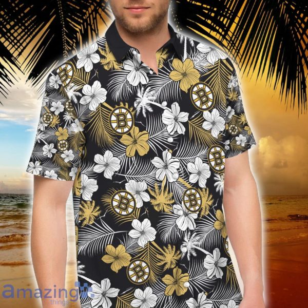 Boston Bruins Hawaii Floral Hawaiian Beach Short Sleeve Hawaiian Shirt And Short