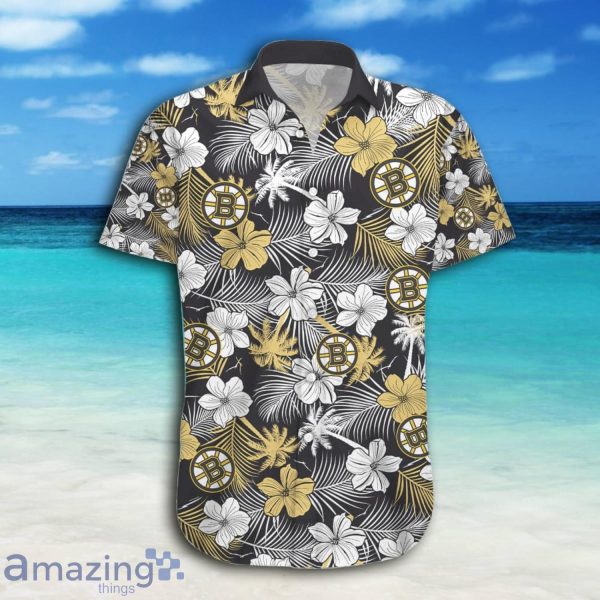 Boston Bruins Hawaii Floral Hawaiian Beach Short Sleeve Hawaiian Shirt And Short