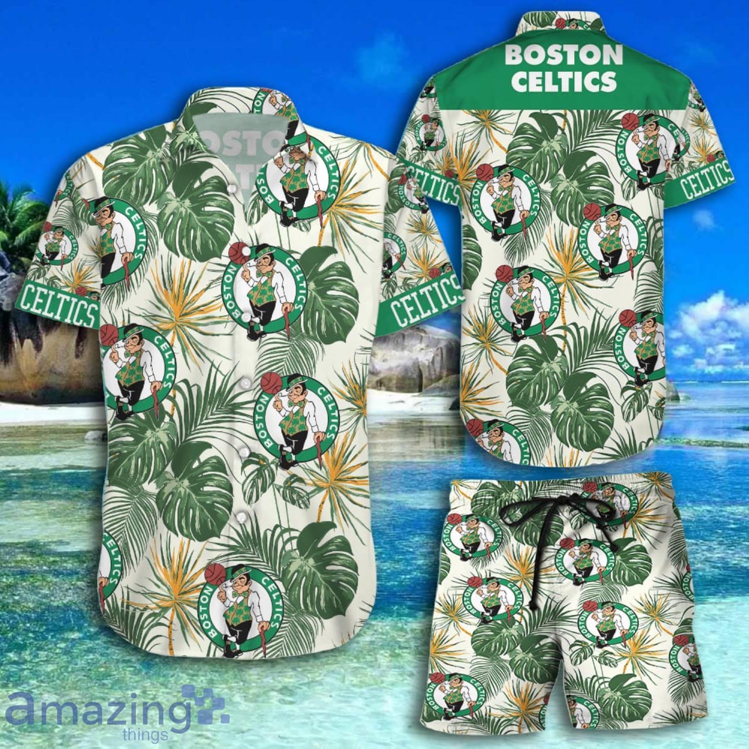 Boston Celtics Tropical Flower Short Sleeve Hawaiian Shirt And Short Product Photo 1