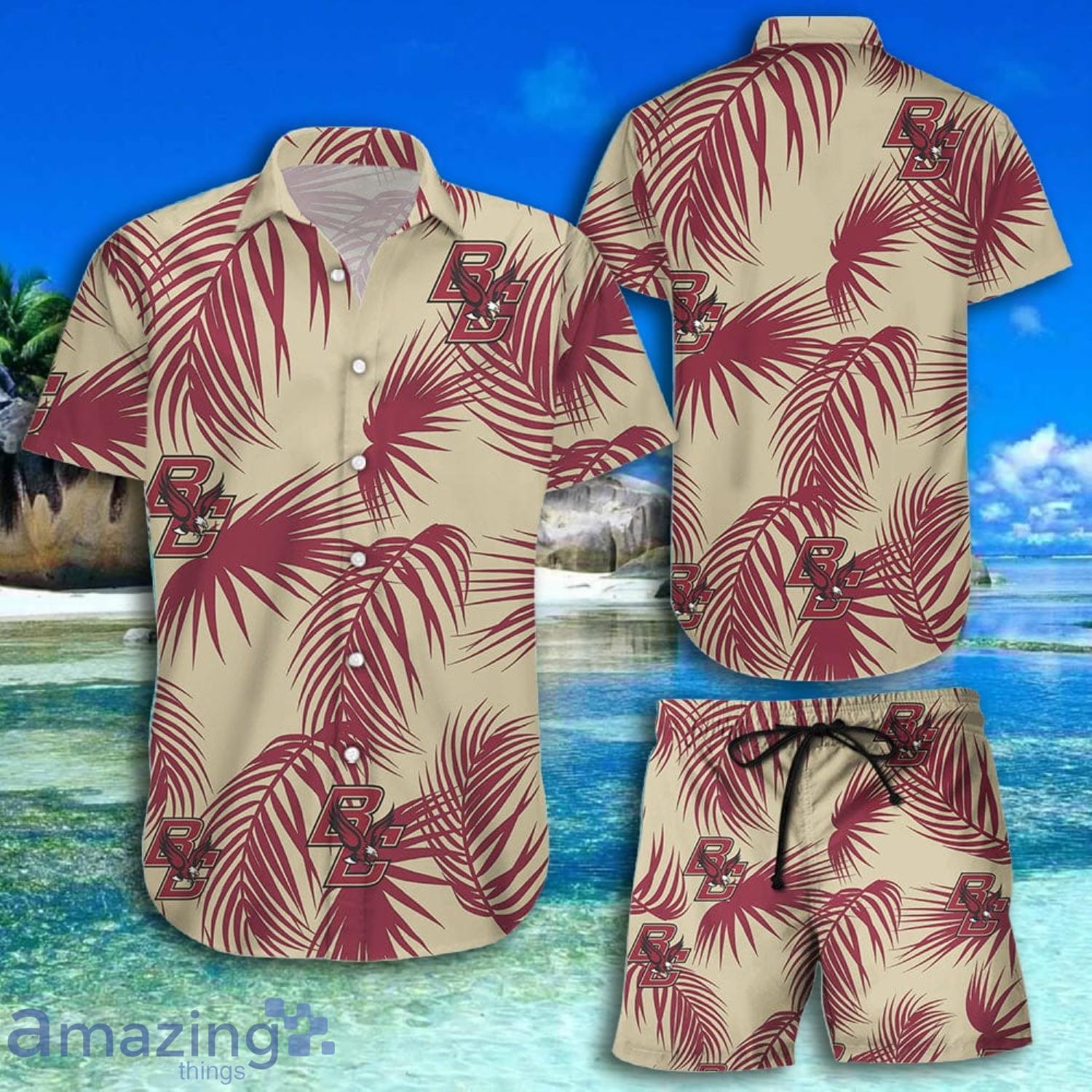 Boston College Eagles Flower Short Sleeve Hawaiian Shirt And Short Product Photo 1