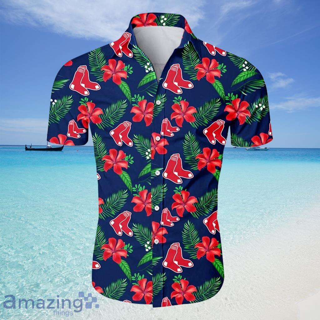 Boston Red Sox  MLB Hawaiian Shirt Tropical Flower For Fans - Boston Red Sox  MLB Hawaiian Shirt Tropical Flower For Fans