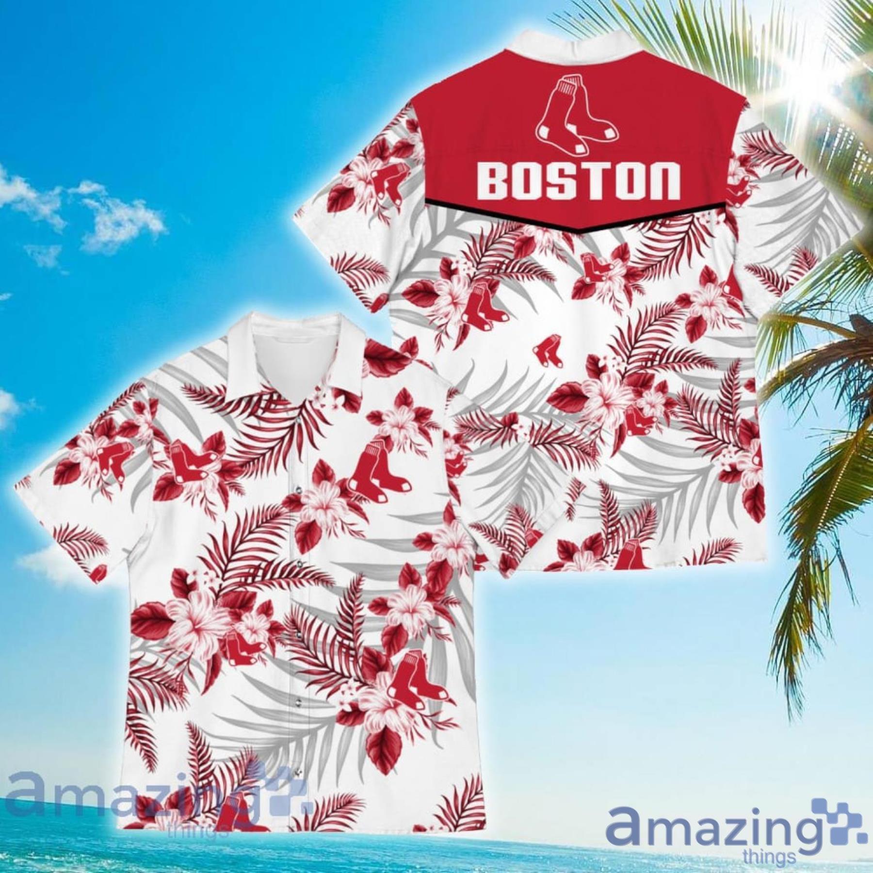 Boston Red Sox Sports American Tropical Flower Patterns Hawaiian Shirt Product Photo 1