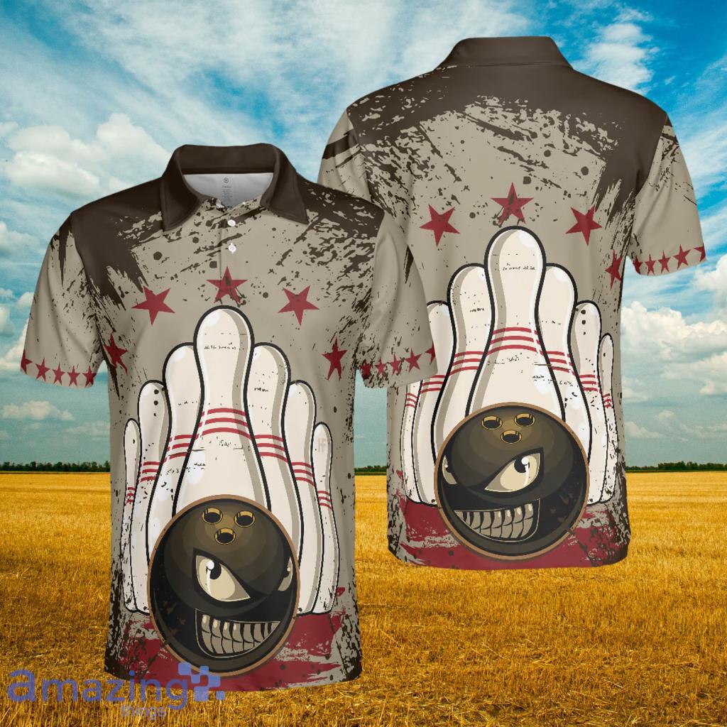 Bowling Ball Vintage Background Short Sleeve Polo Shirt - Bowling Ball Vintage Background Short Sleeve Polo Shirt