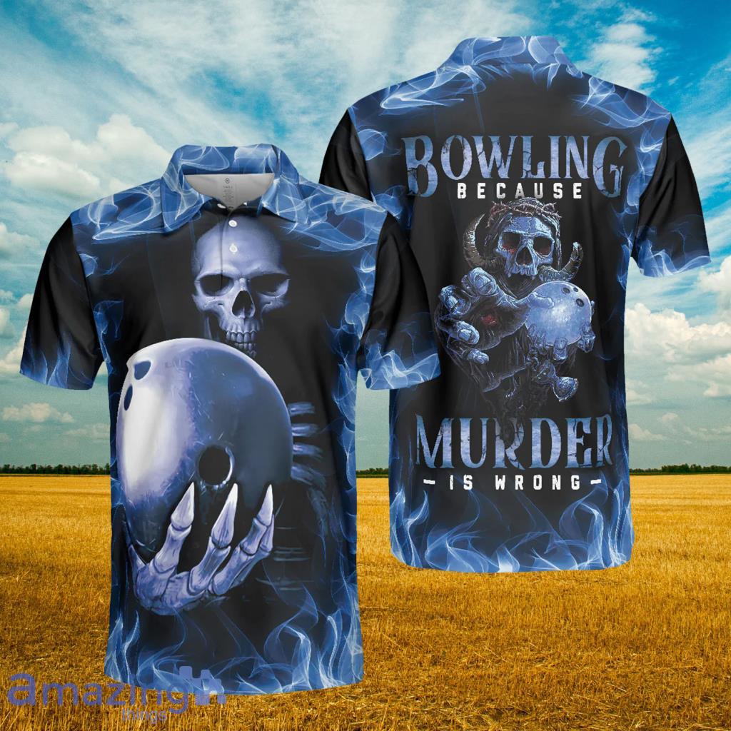 Bowling Murder Scary Skull Polo Shirt - Bowling Murder Scary Skull Polo Shirt