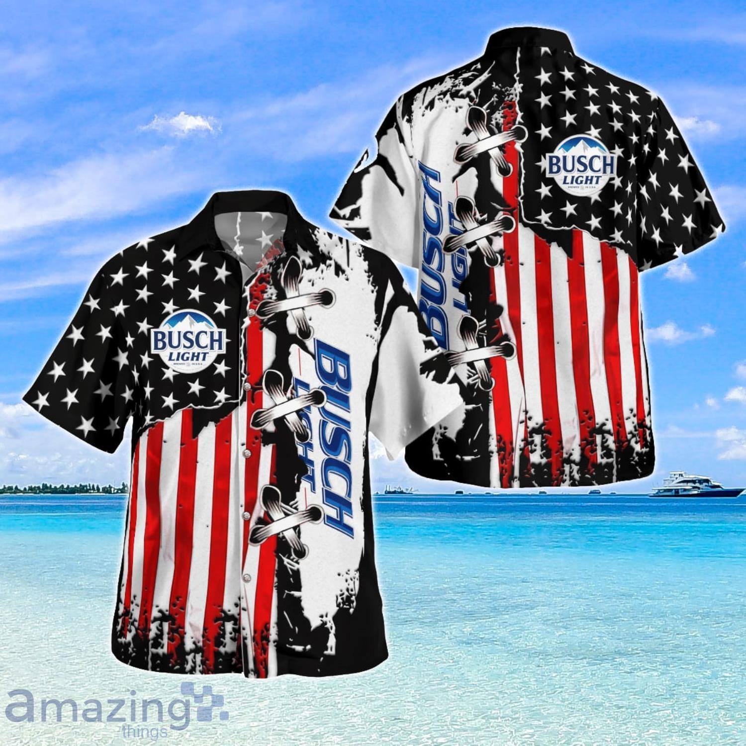 Busch Light American Flag Happy Summer Hawaiian Shirt Product Photo 1