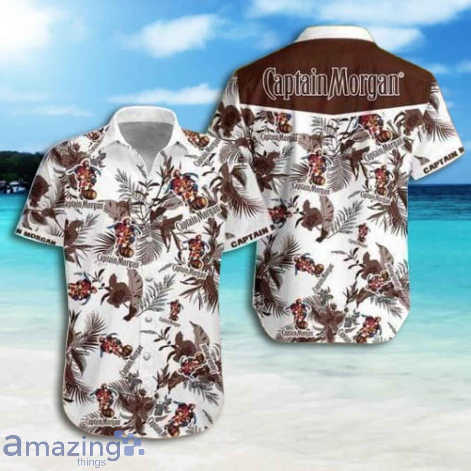 Captain Morgan Tropical Leaves Pattern Short Sleeve Hawaiian Shirt And Short Product Photo 1