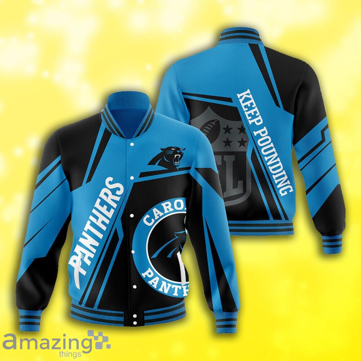 Carolina Panthers NFL Symbol All Over Print Baseball Jacket