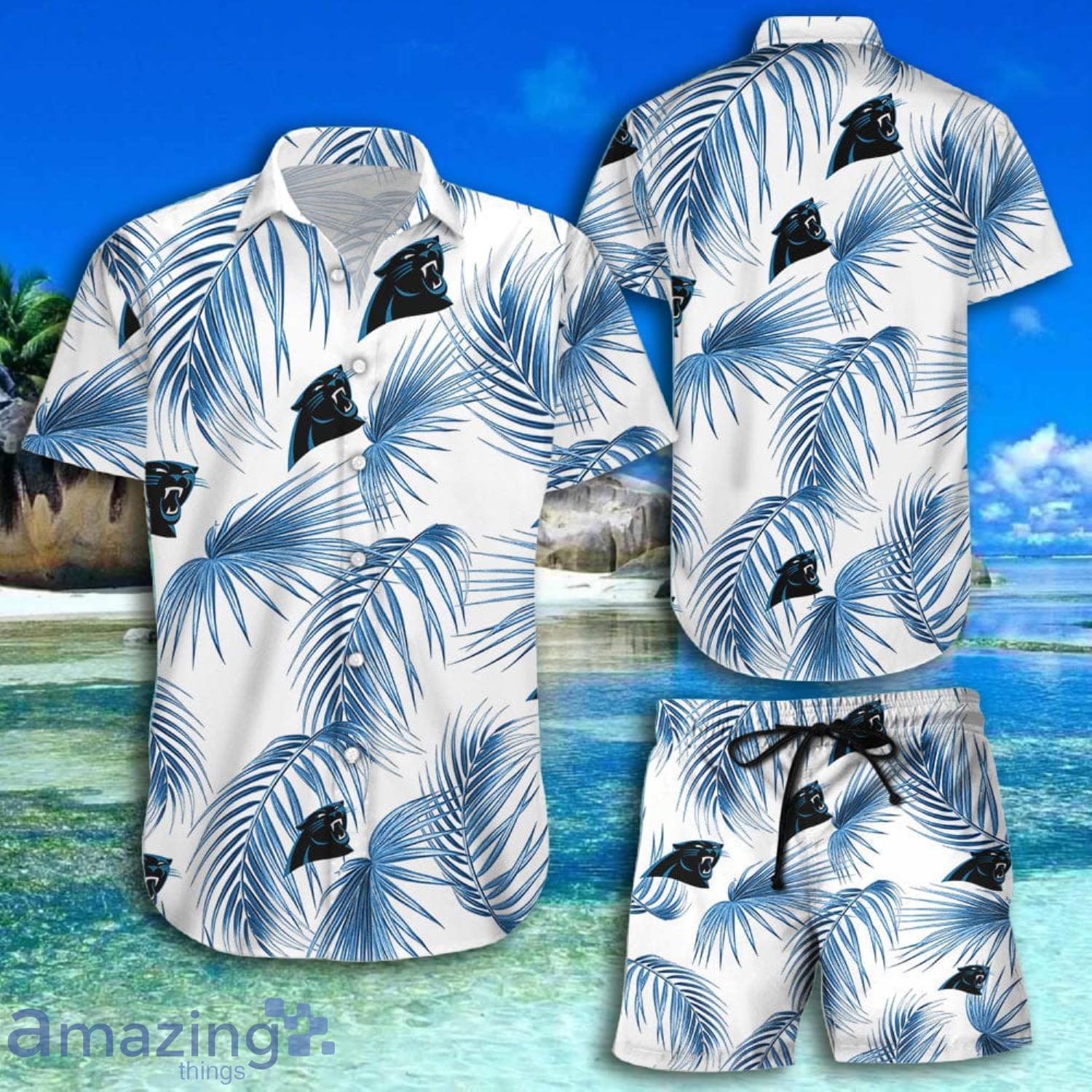 Carolina Panthers Weead Leaves Pattern Short Sleeve Hawaiian Shirt