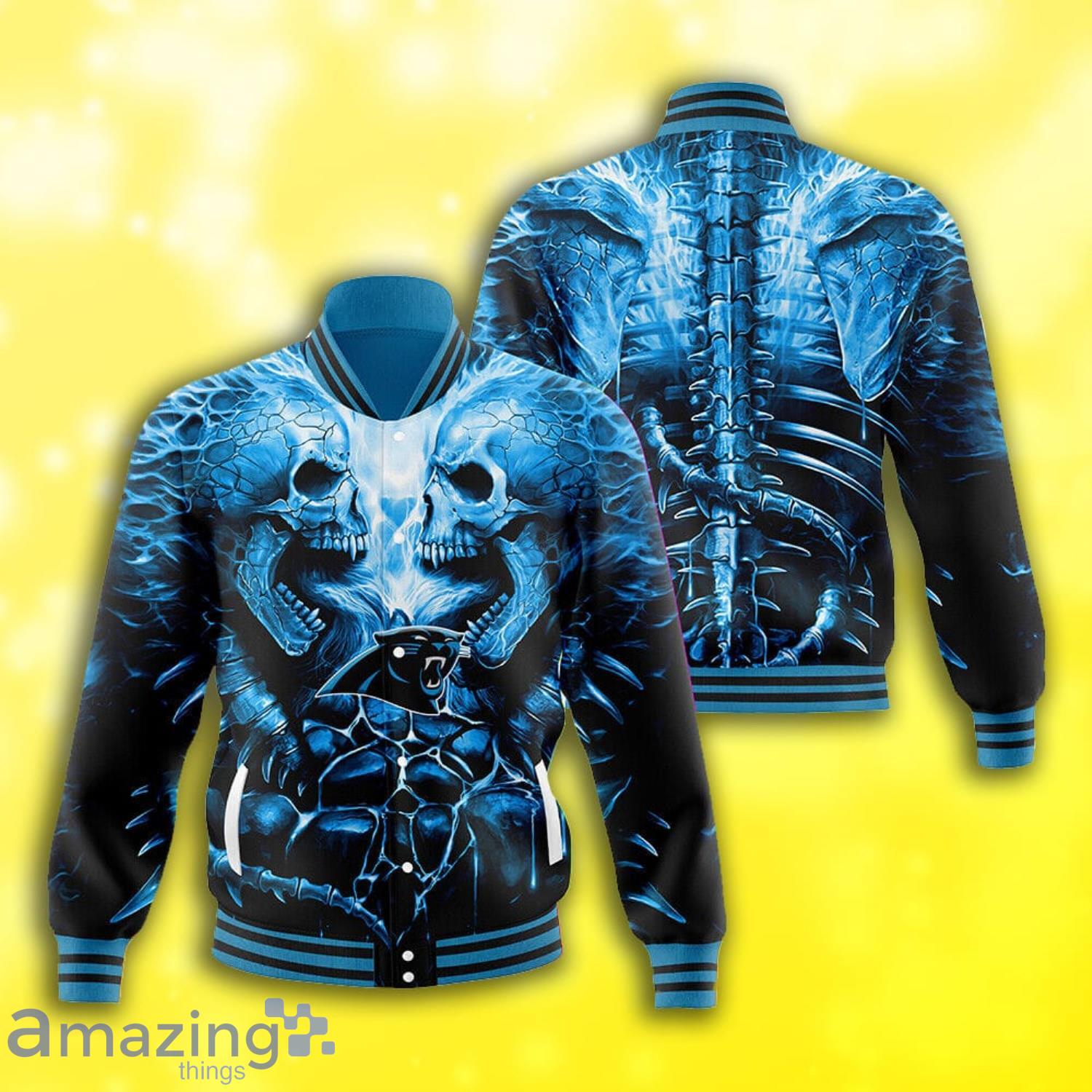 Carolina Panthers Strong Skull All Over Print Baseball Jacket Product Photo 1