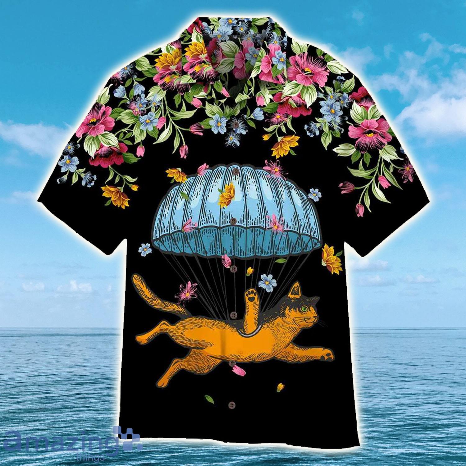 Cat diver Floral Love Skydiving, Cat Hawaiian Shirt - Cat diver Floral Love Skydiving, Cat Hawaiian Shirt