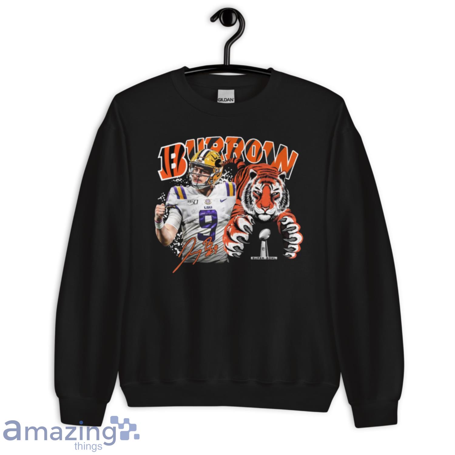 Joe Burrow Cincinnati Bengals Football Black Crew T-Shirt S-5XL