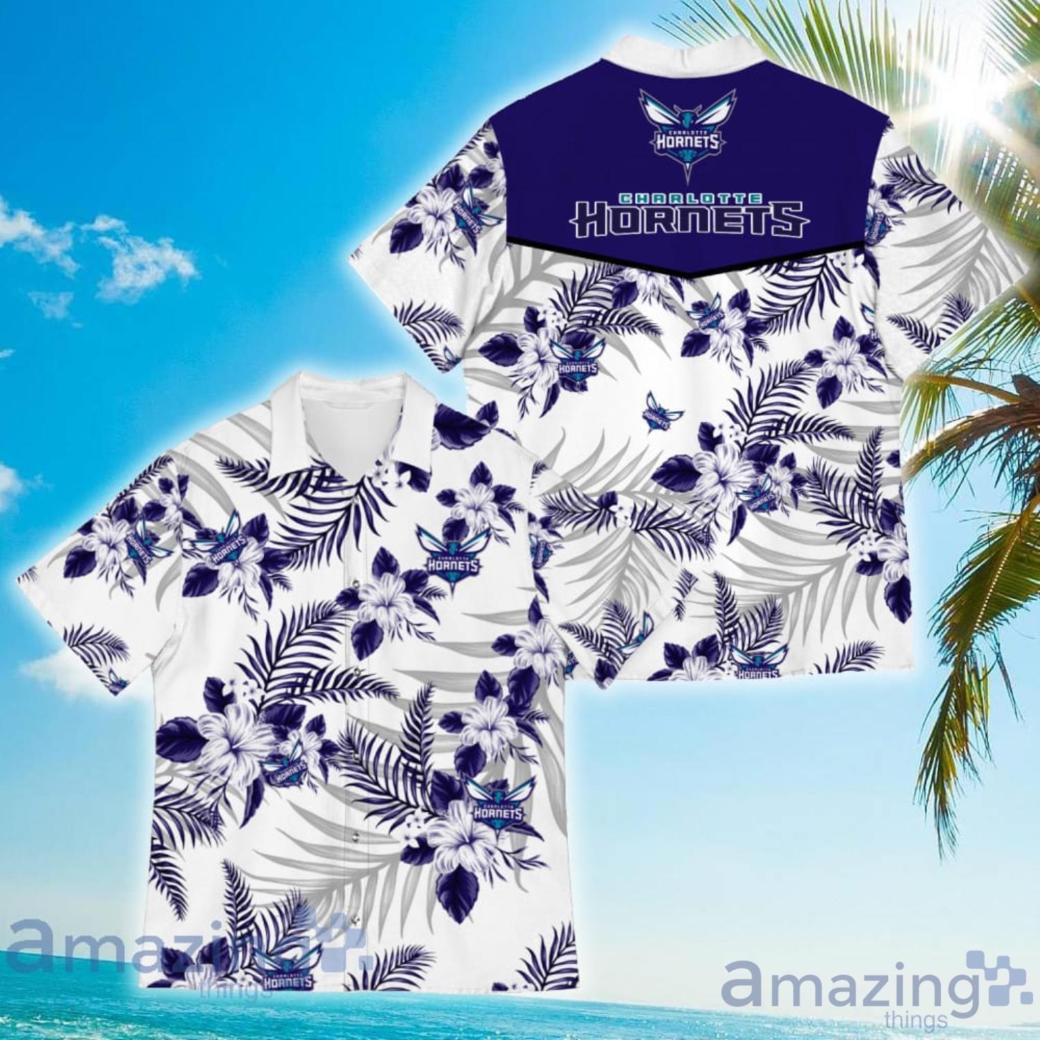 Charlotte Hornets Tropical Flower Short Sleeve Hawaiian Shirt - T