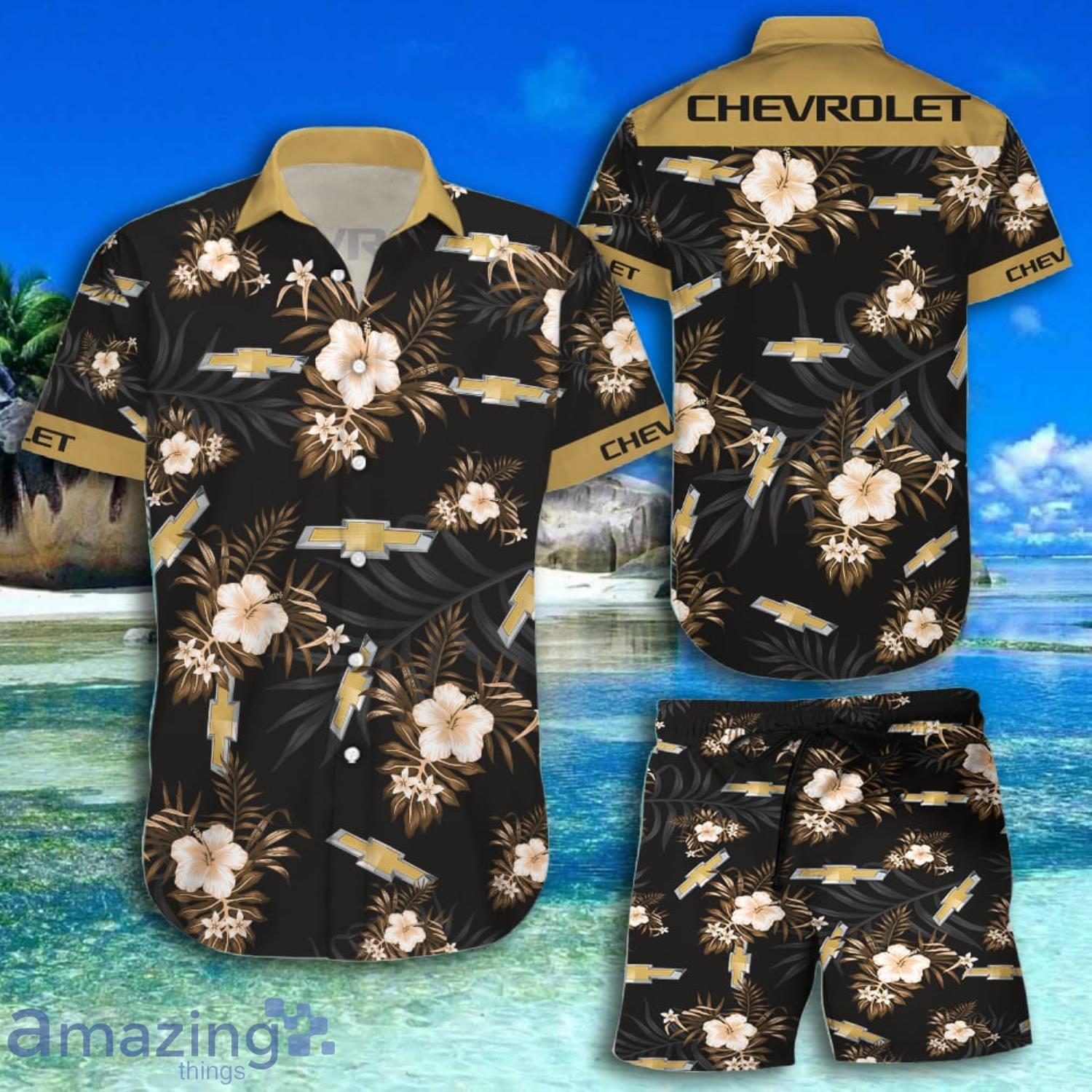 Chevrolet Tropical Black Short Sleeve Hawaiian Shirt And Short Product Photo 1
