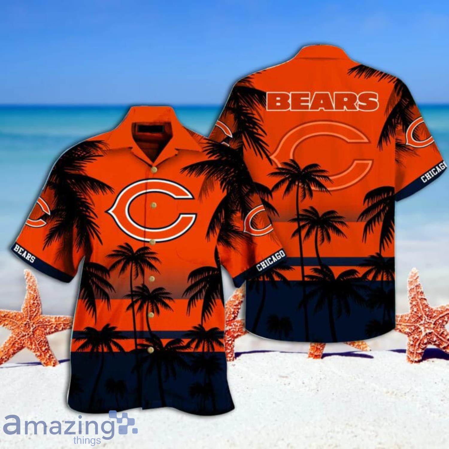 Chicago Bears Orange And Black Short Sleeve Hawaiian Shirt