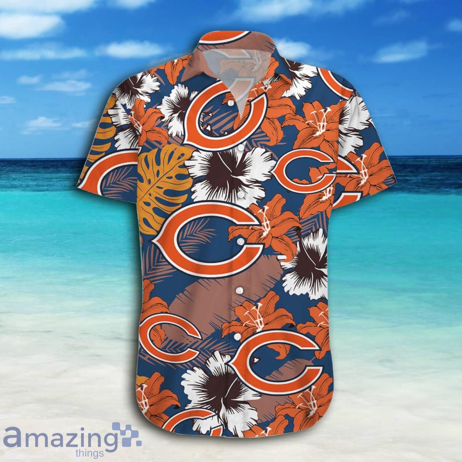 Chicago Bears Tropcal Flowers And Leaves Short Sleeve Hawaiian Shirt And Short image Chicago Bears Tropcal Flowers And Leaves Short Sleeve Hawaiian Shirt And Short Product Photo 6