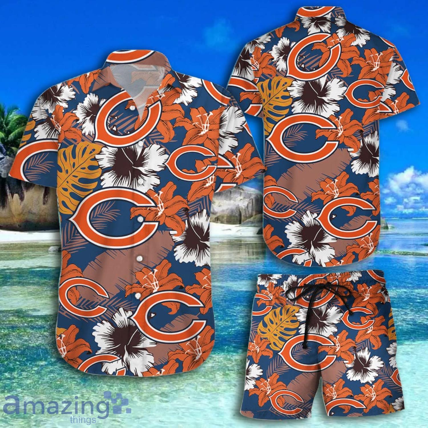 Chicago Bears NFL Hawaiian Shirt: Tropical Flower, Short Sleeve, Slim Fit -  Trendy Aloha