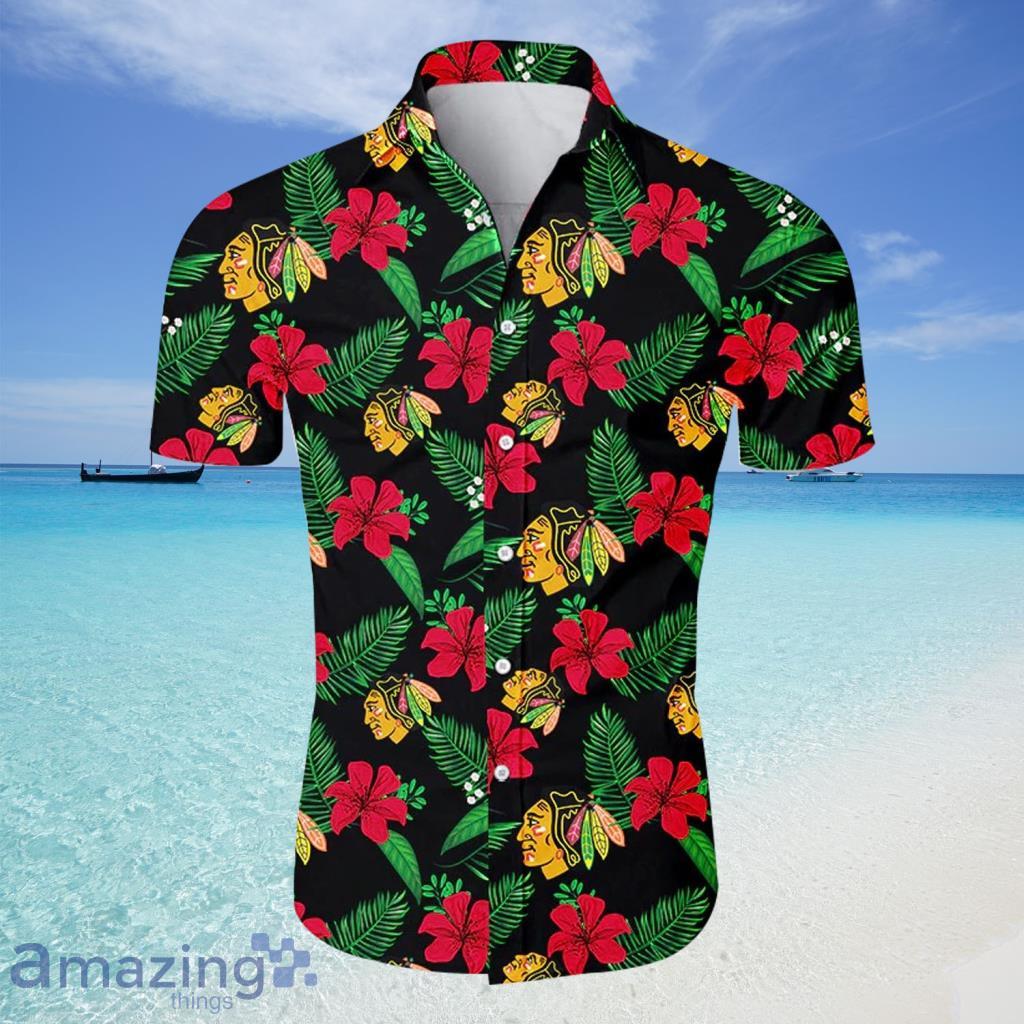 Chicago Blackhawks NHL Hawaiian Shirt Tropical Flower For Fans - Chicago Blackhawks NHL Hawaiian Shirt Tropical Flower For Fans