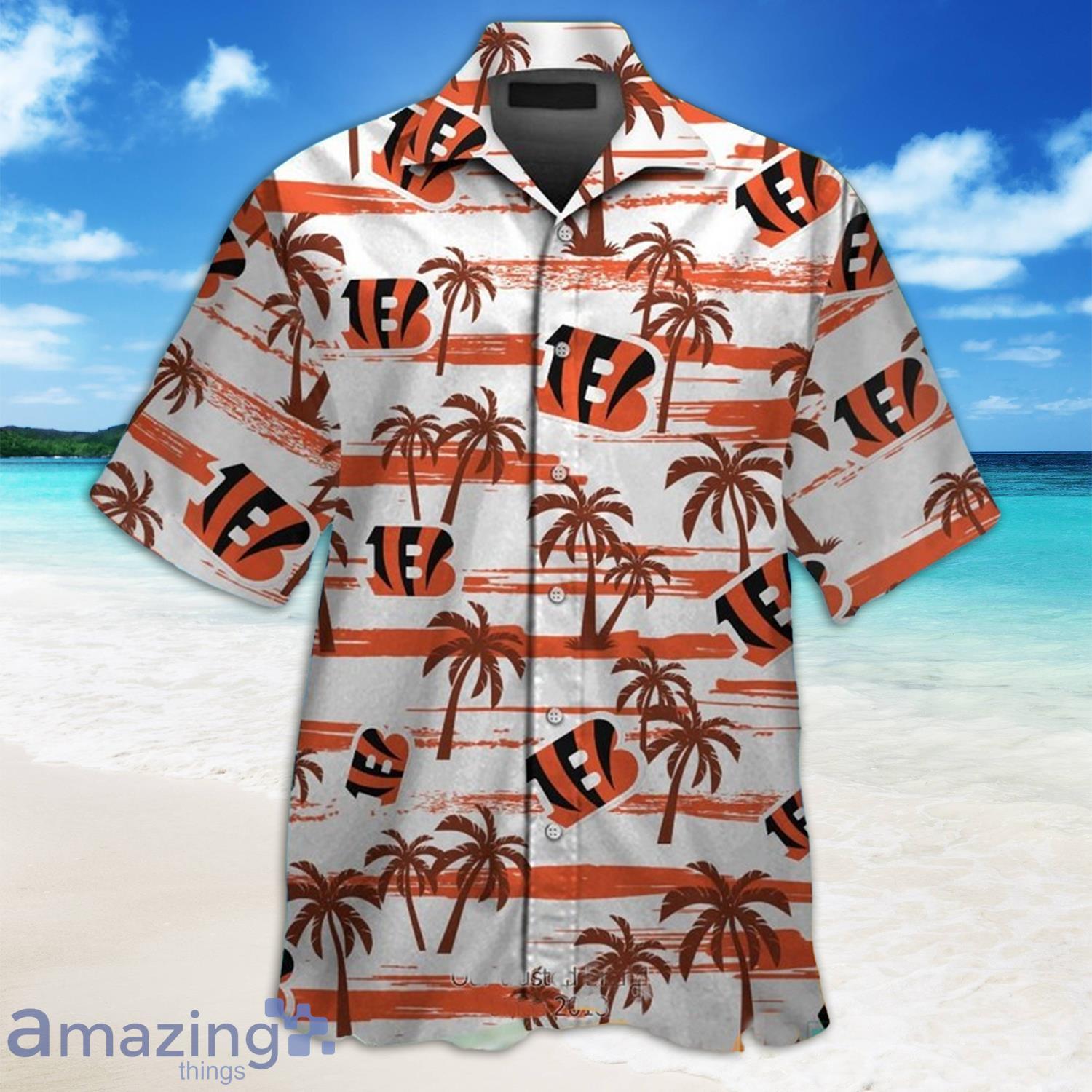Cincinnati Bengals Coconut Tree White Hawaiian Shirt And Short Product Photo 1