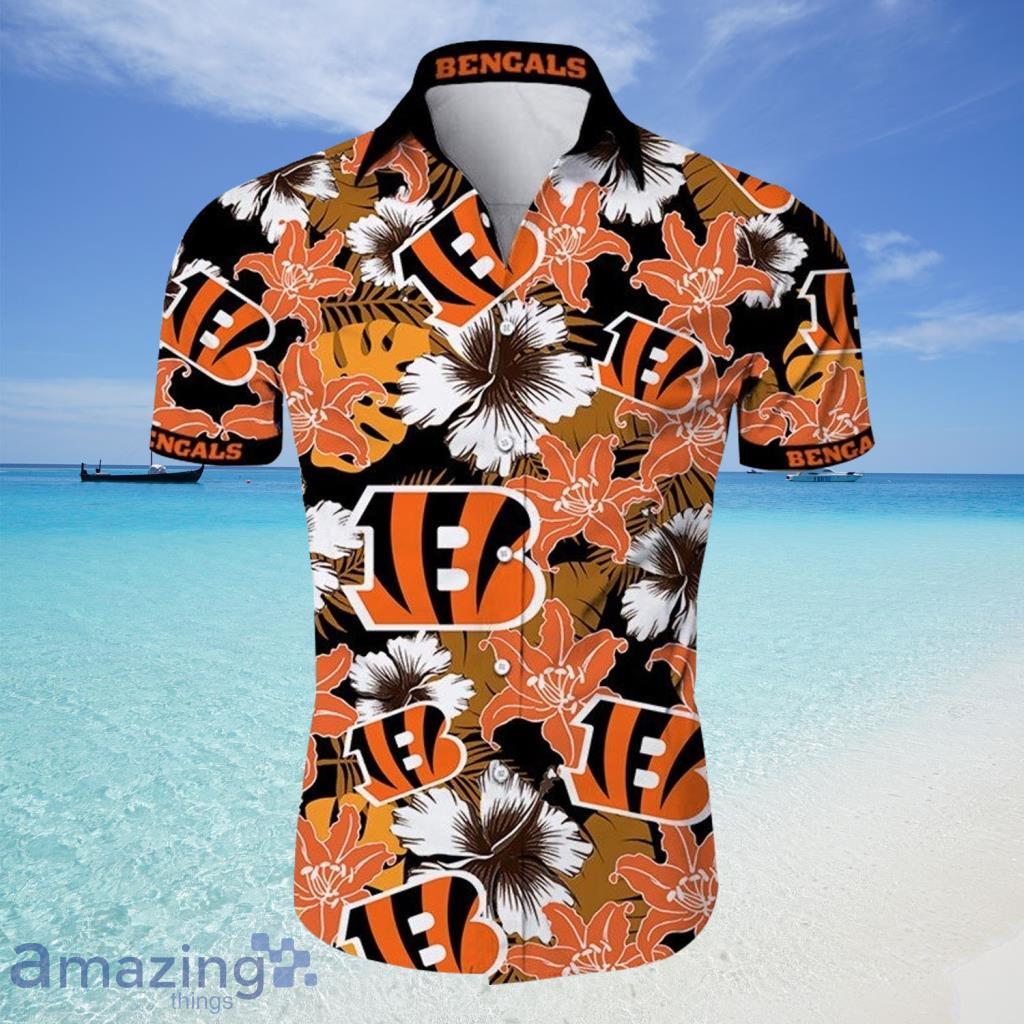 Cincinnati Bengals Hawaiian Shirt Tropical Flower For Fans - Cincinnati Bengals Hawaiian Shirt Tropical Flower For Fans