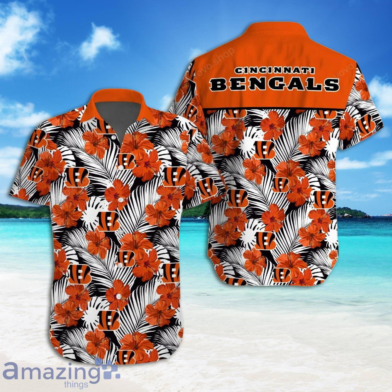 Cincinnati Bengals Weead Leaves Pattern Short Sleeve Hawaiian