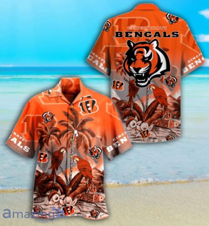 Cincinnati Bengals Parrots And Coconut Trees Hawaiian Shirt & Short